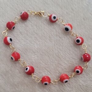 Red and Gold Evil Eye Bracelet